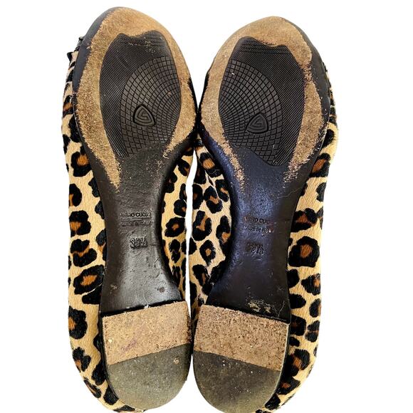 AGL Ballet Flats Cap Toe 39.5 Leopard Ponyhair Black Comfort Leather Classic - Picture 5 of 13